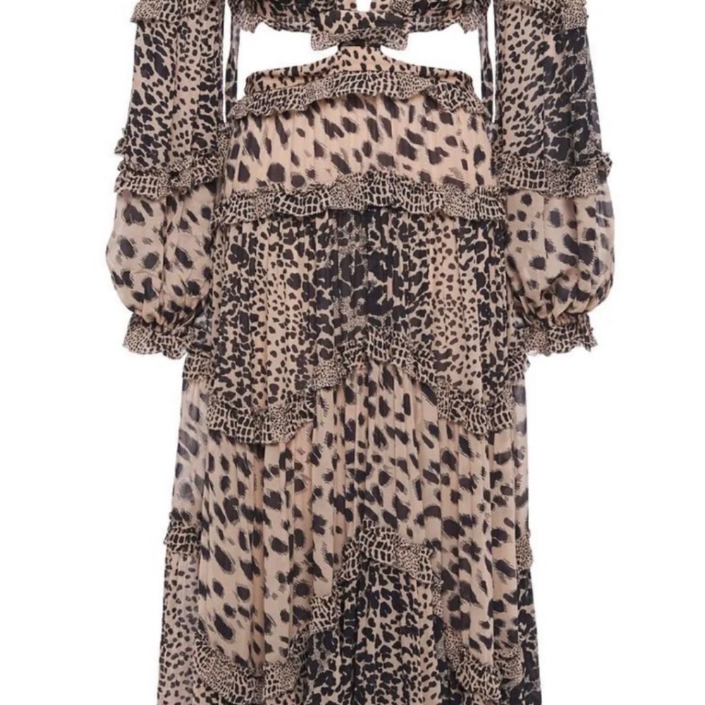 Zimmermann Tan and Black Midi Dress - Picture 4 of 5